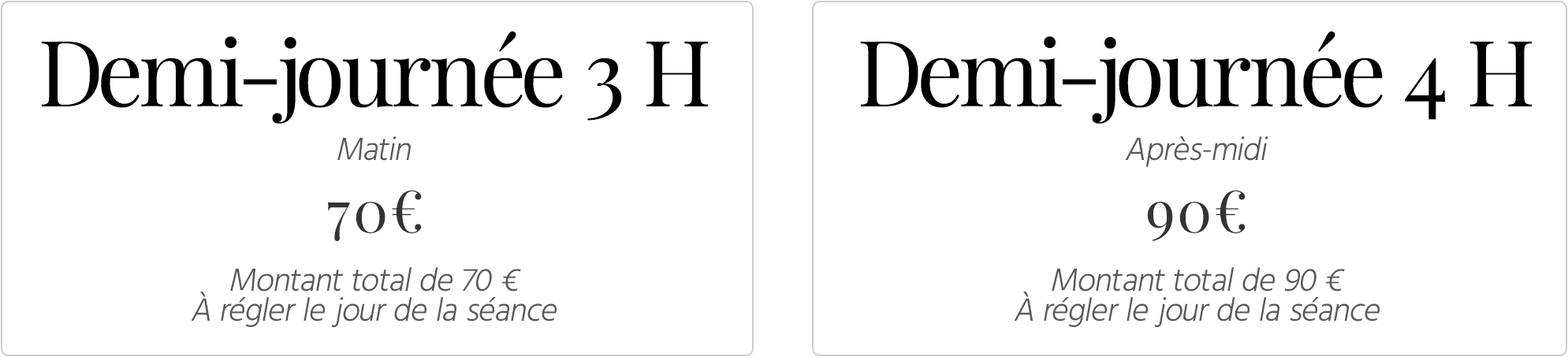 Tarif Demi Journée