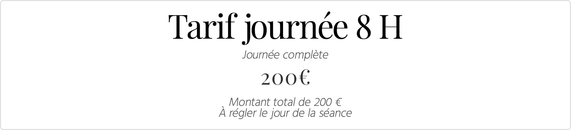 Tarif Journée 2026